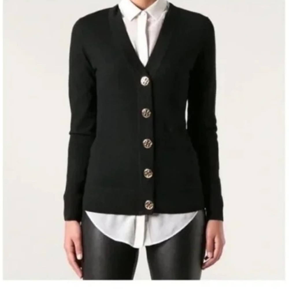 Tory Burch Simone Merino wool cardigan sweater - Picture 2 of 8